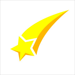 Vector Illustration of Shooting Star for Icon, Symbol, and Logo. Full-Color Flat Design Version