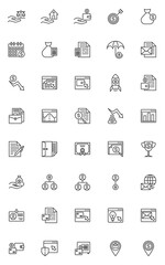 Business and finance line icons set. linear style symbols collection, outline signs pack. vector graphics. Set includes icons as internet banking, financial accounting, money pay, online analytics