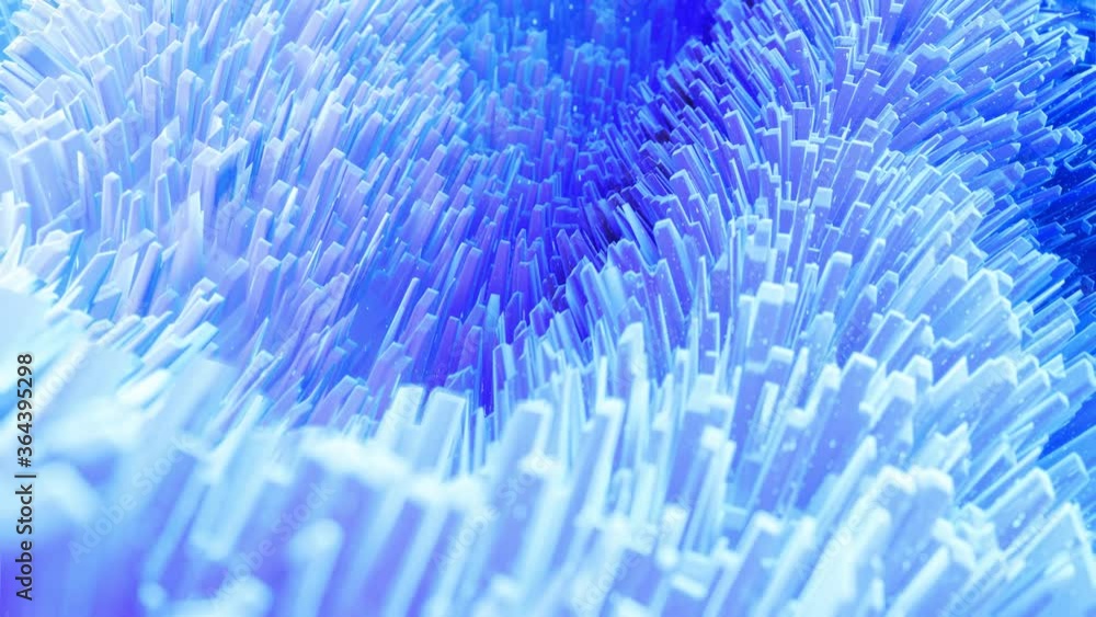 Poster beautiful abstract 3d surface with glitter sparkles, abstract 3d waves run on surface in loop. blue 
