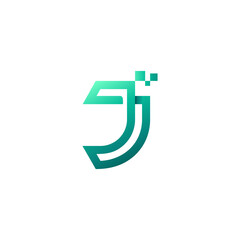 letter J for technology logo design