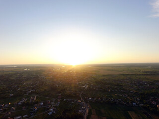 Aerial view of the saburb landscape (drone image). Near Kiev