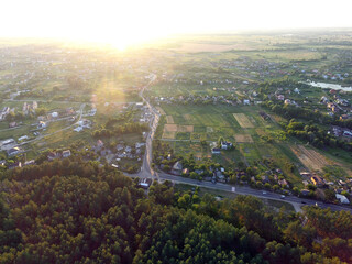 Aerial view of the saburb landscape (drone image). Near Kiev