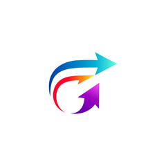 letter G with arrow for business logo design