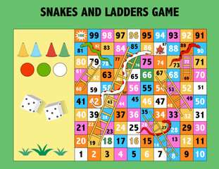 Ladder snakes game,Funny frame for children © issaystudio