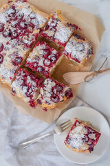 sweet home made raspberry cake with almonds