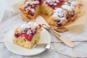 sweet home made raspberry cake with almonds
