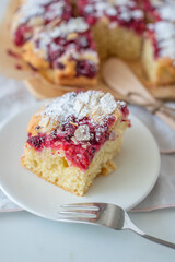 sweet home made raspberry cake with almonds