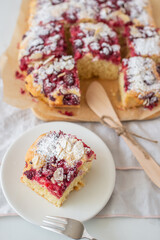 sweet home made raspberry cake with almonds