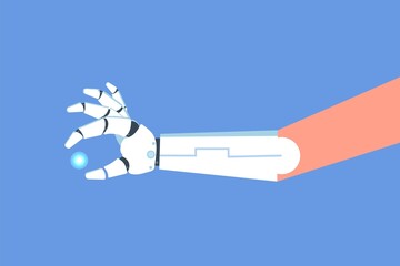 Bionic arm or Robotic mechanical hand, Prosthesis concept. Vector isolated illustration