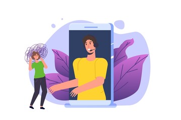 Psychological counseling assistance service concept. Vector illustration