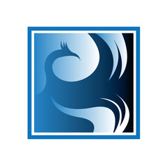 Naklejka premium Vector logo blue phoenix design in eps 10. Simple template and ready to use.