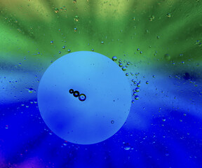 Multicolored bubbles. Drops of oil in the input.