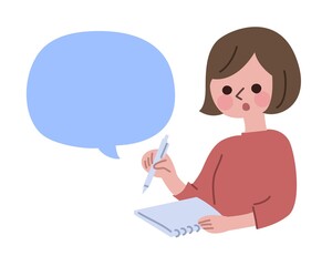 メモを取る女性　主線無し