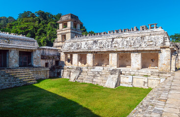 The Palace in the Maya archaeological site of Palenque, Chiapas, Mexico.