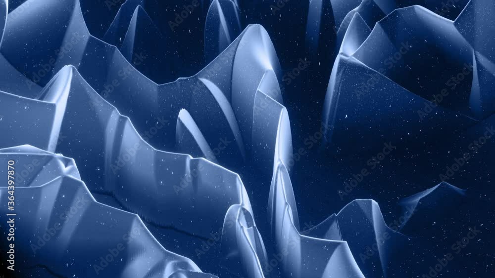 Poster beautiful abstract 3d surface with glitter sparkles, abstract 3d waves run on surface in loop. black