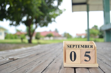 September 5, Number cube with a natural background.