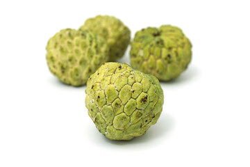 Fresh from nature organic Sugar apple isolated on white.