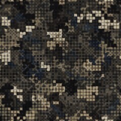 Military camouflage seamless pattern. Urban digital pixel style.