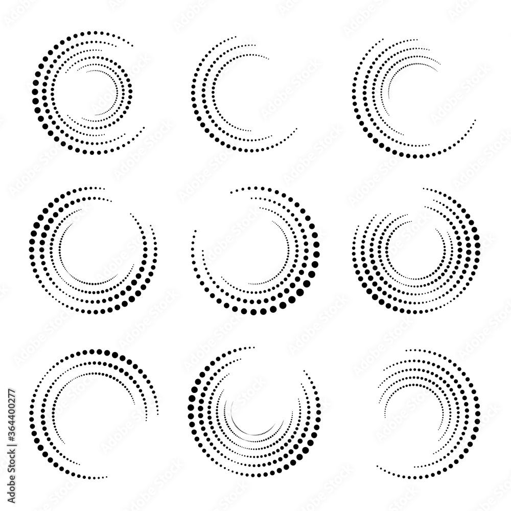 Aufkleber halftone circle set. dotted circular shapes collection. round frame with dots