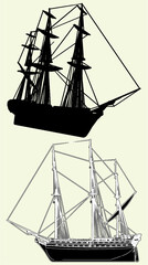 The Ancient Sailing Ship Vector 