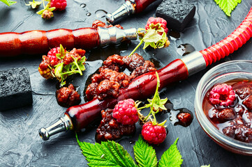 Oriental hookah with berry jam.