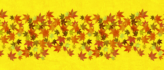 金色のテクスチャー背景と紅葉
Autumn leaves material.
Traditional material on golden background.