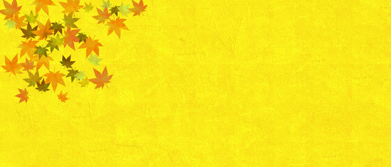金色のテクスチャー背景と紅葉
Autumn leaves material.
Traditional material on golden background.