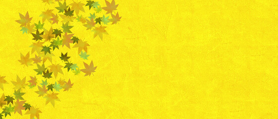 金色のテクスチャー背景と紅葉
Autumn leaves material.
Traditional material on golden background.