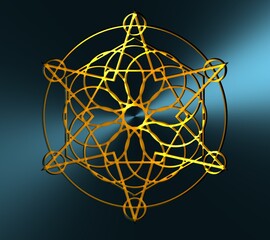 Fototapeta premium Mystical geometry symbol. Linear alchemy, occult, philosophical sign. For music album cover, poster, sacramental design. Astrology and religion concept. 3D rendering