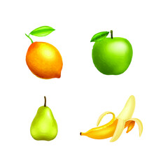 vector set fruits isolated white background design elements eps file 01