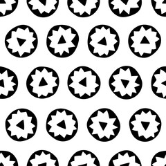 Abstract circles - seamless pattern. Modern black and white illustration for textiles, packaging, postcards, etc. Flat style.