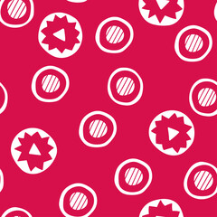 Red abstract circles - seamless pattern. Modern color illustration for textiles, packaging, postcards, etc. Flat style.