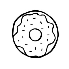 doodle illustration of a fast-food cream donut