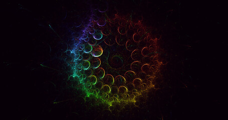 3D rendering abstract multicolor fractal light background