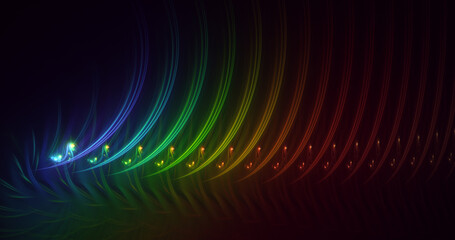3D rendering abstract multicolor fractal light background