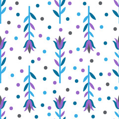 Seamless pattern plant flower abstract. Naive hand drawn design. Ornament for home decor, fabric, textile.