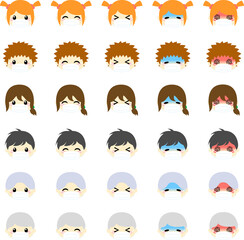 年代別　顔　アイコン　熱　病気　マスク