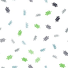 Dark Blue, Yellow vector seamless abstract pattern with leaves. A vague abstract illustration with leaves in doodles style. Pattern for design of fabric, wallpapers.