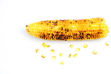 Roasted grilled corn on white background