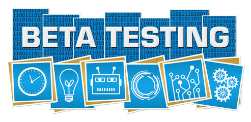 Beta Testing Blue Binary Squares Symbols Bottom 