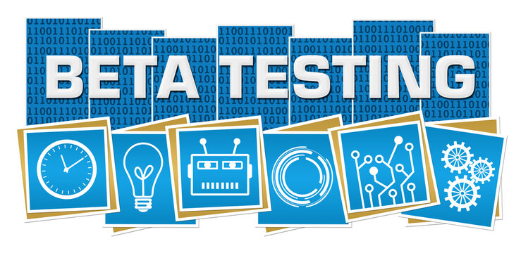 Beta Testing Blue Binary Squares Symbols Bottom 