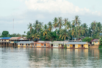 Traditional construction at 4000 thousand islands, Mekong river in Laos.