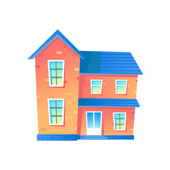 Fototapeta premium Stylization two-story residential building. Cartoon vector illustration.