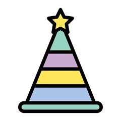 birthday or new born baby related birthday cap with star and strips vectors with editable stroke,