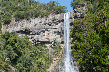 Nachi Falls in Nachikatsuura, Wakayama, Japan. It is part of the "Sacred Sites and Pilgrimage Routes in the Kii Mountain Range" UNESCO World Heritage Site.
