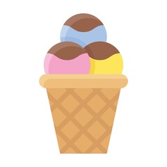 birthday or new born baby related cone ice cream toping with chocolate vectors in flat style,