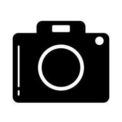 Retro Camera Solid Black Vector Design for Icon, Symbol, and Logo
