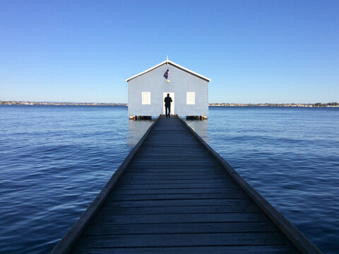 Man visiting at the Blue Boat House Perth Western Australia