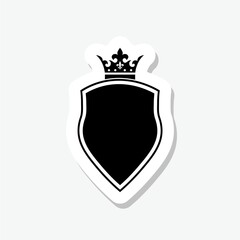 Shield with crown  sticker isolated on gray background