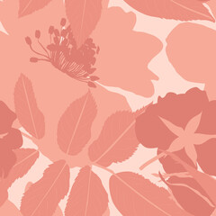 Seamless pattern pink rose vector in light pink background